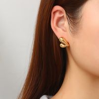 1 Pair Simple Style Heart Shape Plating Titanium Steel 18k Gold Plated Ear Studs main image 5