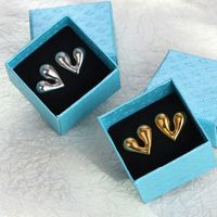 1 Pair Simple Style Heart Shape Plating Titanium Steel 18k Gold Plated Ear Studs main image 1