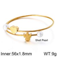 Fashion Simple Three-color Stainless Steel Pearl Heart Angel Bracelet Wholesale Nihaojewelry sku image 2