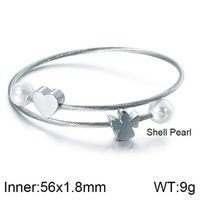 Fashion Simple Three-color Stainless Steel Pearl Heart Angel Bracelet Wholesale Nihaojewelry sku image 1