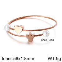 Fashion Simple Three-color Stainless Steel Pearl Heart Angel Bracelet Wholesale Nihaojewelry sku image 3