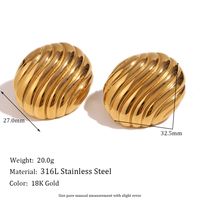 1 Pair Vintage Style Simple Style Classic Style Solid Color Plating Stainless Steel 18k Gold Plated Ear Studs main image 2