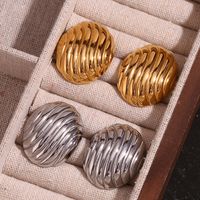 1 Pair Vintage Style Simple Style Classic Style Solid Color Plating Stainless Steel 18k Gold Plated Ear Studs main image 3