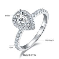 Classical Solid Color Sterling Silver Hollow Out Inlay Moissanite Rhodium Plated Silver Plated Rings main image 2