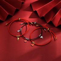 Wholesale Jewelry Romantic Simple Style Dolphin Heart Shape 201 Stainless Steel Leather Plating Bracelets main image 1