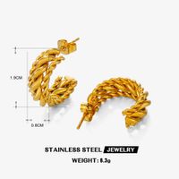 1 Pair Classic Style C Shape Twist Plating 304 Stainless Steel Earrings main image 2