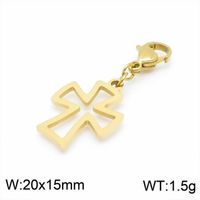 1 Piece Stainless Steel 18K Gold Plated Cross Skull sku image 10