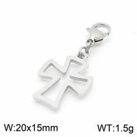 1 Piece Stainless Steel 18K Gold Plated Cross Skull sku image 1