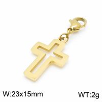 1 Piece Stainless Steel 18K Gold Plated Cross Skull sku image 11