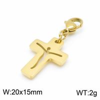 1 Piece Stainless Steel 18K Gold Plated Cross Skull sku image 12