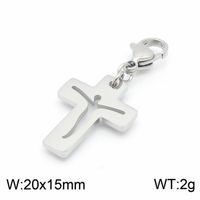 1 Piece Stainless Steel 18K Gold Plated Cross Skull sku image 3