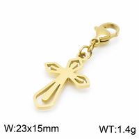 1 Piece Stainless Steel 18K Gold Plated Cross Skull sku image 13