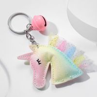 Ig Style Cute Unicorn Bell Pu Leather Metal Bag Pendant Keychain main image 5