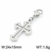 1 Piece Stainless Steel 18K Gold Plated Cross Skull sku image 7