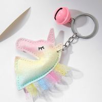 Ig Style Cute Unicorn Bell Pu Leather Metal Bag Pendant Keychain main image 4