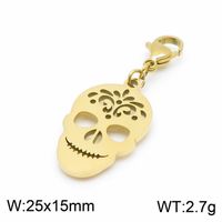 1 Piece Stainless Steel 18K Gold Plated Cross Skull sku image 17