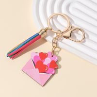 Cute Letter Heart Shape Wood Valentine's Day Women's Keychain sku image 4
