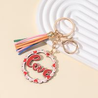 Cute Letter Heart Shape Wood Valentine's Day Women's Keychain sku image 7