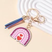 Cute Letter Heart Shape Wood Valentine's Day Women's Keychain sku image 5