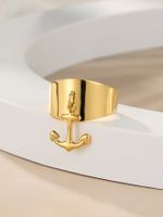 Stainless Steel 14K Gold Plated Streetwear Plating Anchor Open Rings main image 3