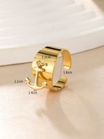 Stainless Steel 14K Gold Plated Streetwear Plating Anchor Open Rings main image 2