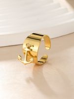 Stainless Steel 14K Gold Plated Streetwear Plating Anchor Open Rings sku image 1