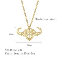 304 Stainless Steel 18K Gold Plated Simple Style Cool Style Plating Hollow Out Cattle Pendant Necklace main image 2