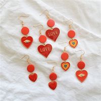 1 Pair Romantic Classic Style Round Heart Shape Enamel Plating Alloy Wooden Beads Metal Gold Plated Drop Earrings main image 1