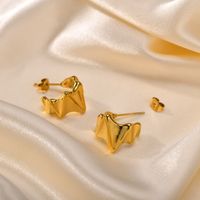 1 Pair Simple Style Solid Color Plating 201 Stainless Steel Gold Plated Ear Studs main image 3