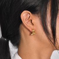 1 Pair Simple Style Solid Color Plating 201 Stainless Steel Gold Plated Ear Studs main image 4