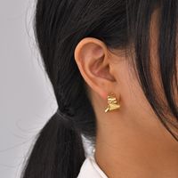 1 Pair Simple Style Solid Color Plating 201 Stainless Steel Gold Plated Ear Studs main image 5