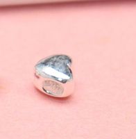 1 Piece 3.5*3.2*2.6mm Hole 1~1.9mm Sterling Silver Heart Shape Beads sku image 1