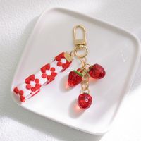 Cute Sweet  Strawberry Arylic Bag Pendant Keychain sku image 2