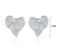 1 Pair Casual Heart Shape Plating Sterling Silver 24k Gold Plated White Gold Plated Ear Studs main image 2