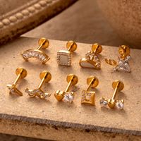 1 Piece Ear Cartilage Rings & Studs Simple Style Korean Style Star Heart Shape Pure Titanium Plating Inlay Zircon main image 6