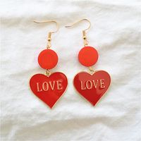 1 Pair Romantic Classic Style Round Heart Shape Enamel Plating Alloy Wooden Beads Metal Gold Plated Drop Earrings sku image 3