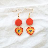 1 Pair Romantic Classic Style Round Heart Shape Enamel Plating Alloy Wooden Beads Metal Gold Plated Drop Earrings sku image 1