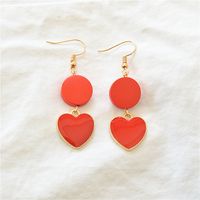 1 Pair Romantic Classic Style Round Heart Shape Enamel Plating Alloy Wooden Beads Metal Gold Plated Drop Earrings sku image 2