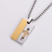 304 Stainless Steel 18K Gold Plated Streetwear Plating Inlay Cross main image 5