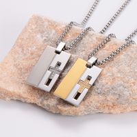 304 Stainless Steel 18K Gold Plated Streetwear Plating Inlay Cross main image 3
