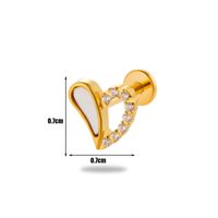 1 Pièce Boucles D'Oreilles Cartilage Style Simple Style Coréen Star Forme De Cœur Titane Pur Placage Incruster Zircon sku image 14