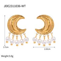 1 Paire Style IG Lune Placage Acier Inoxydable 304 Perle Artificielle Boucles D'oreilles sku image 1