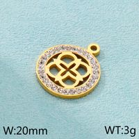 1 Piece Stainless Steel Rhinestones 18K Gold Plated Four Leaf Clover sku image 2