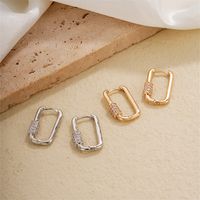 1 Pair IG Style Simple Style U Shape Plating Inlay Copper Zircon Earrings main image 1