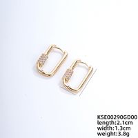 1 Pair IG Style Simple Style U Shape Plating Inlay Copper Zircon Earrings sku image 1