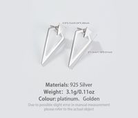 1 Pair Ig Style Retro Rock Triangle Plating Sterling Silver White Gold Plated Ear Studs main image 2