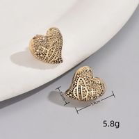 1 Pair Elegant Cute Heart Shape Shell Alloy Iron Ear Studs main image 6