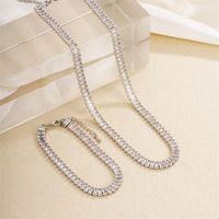 Ig Style Simple Style Rectangle Copper Plating Chain Inlay Zircon Bracelets Necklace main image 4