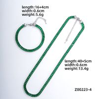 Style Ig Style Simple Rectangle Le Cuivre Placage Chaîne Incruster Zircon Bracelets Collier sku image 4