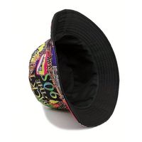 Unisex Hip-hop Rock Graffiti Painted Appliques Curved Eaves Bucket Hat main image 3